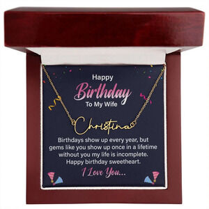 Happy Birthday to My Wife  Personalized Gold Tone Name Necklace Custom Name